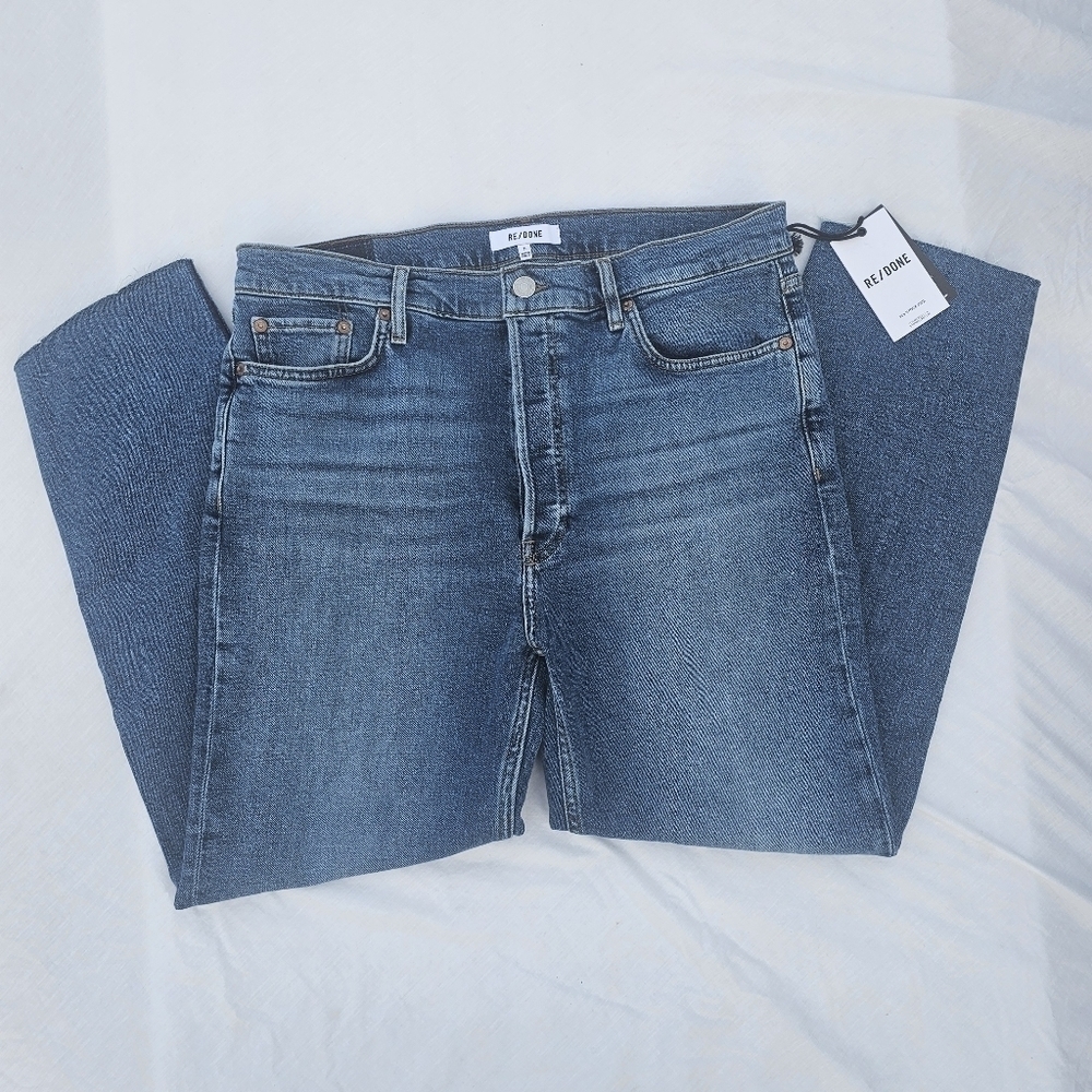RE/DONE COMFORT STRETCH HIGH RISE 70's STOVE PIPE Light wash jeans size 31